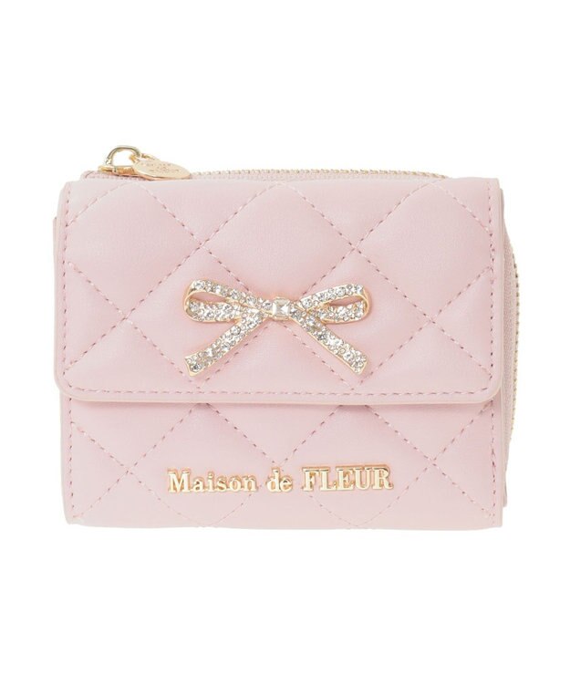 Maison de FLEUR リボンビジューウォレット Pink