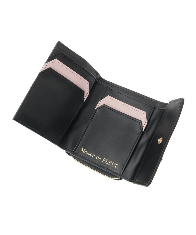 Maison de FLEUR リボンビジューウォレット Black