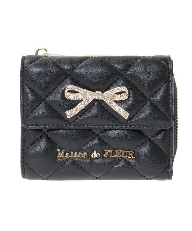 Maison de FLEUR リボンビジューウォレット Black
