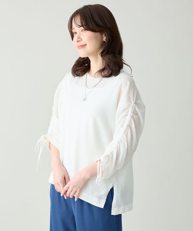 ANY シアーシャーリングスリーブニット エクリュ