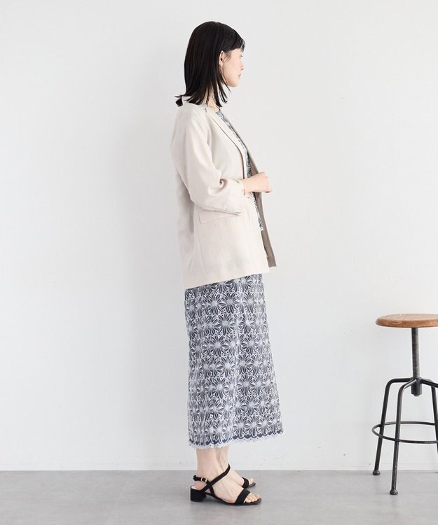YECCA VECCA フラワーレースロングナロースカート Navy
