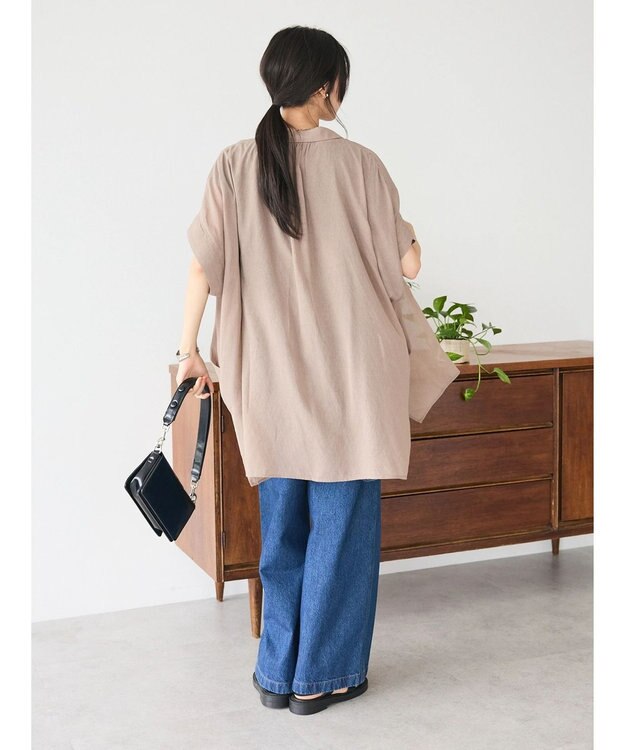 CRAFT STANDARD BOUTIQUE ヴィンテージボイルミルフィーユ襟付きシャツチュニック Mocha