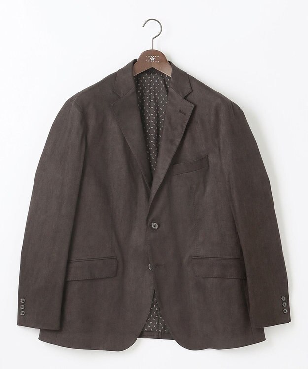 JOSEPH ABBOUD 【キングサイズ・ストレッチ】ヘリンボンスウェード ジャケット ダークブラウン系