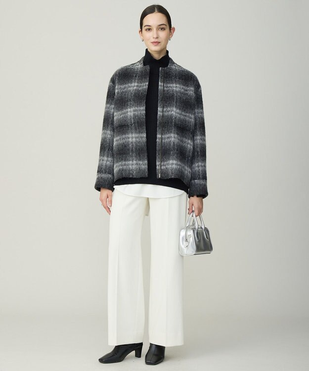 ICB ウールシャギーブルゾン ブラックチェック