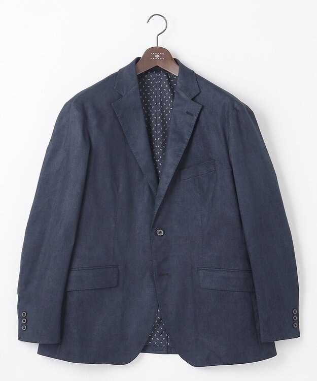 JOSEPH ABBOUD 【キングサイズ・ストレッチ】ヘリンボンスウェード ジャケット ネイビー系