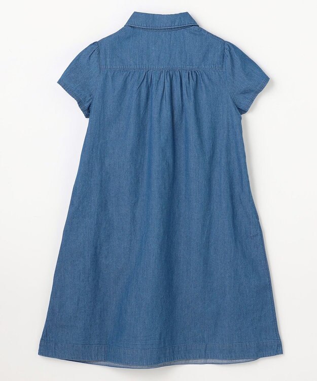 組曲 KIDS 【150-160㎝】 フラワーボタンデニムワンピース ネイビー