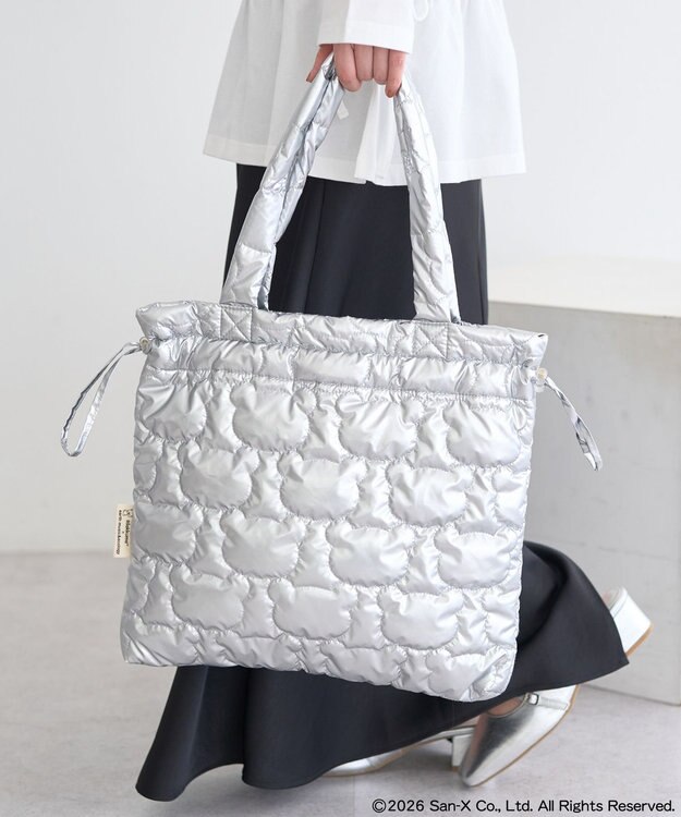 earth music&ecology 【予約】リラックマ×earth シルエットキルトトートバッグ シルバー