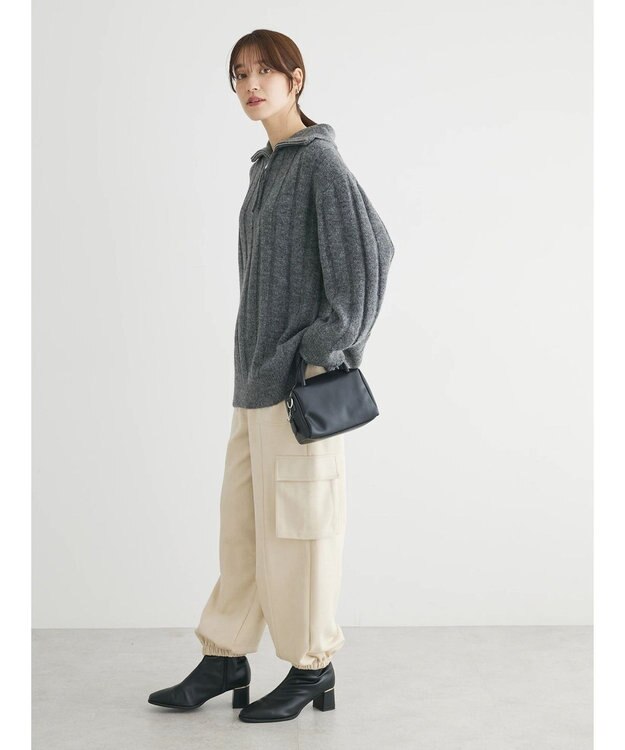 Green Parks ・Ｐｅｔｉｔ　Ｆｌｅｕｒ　ハーフＺＩＰニット Charcoal Gray