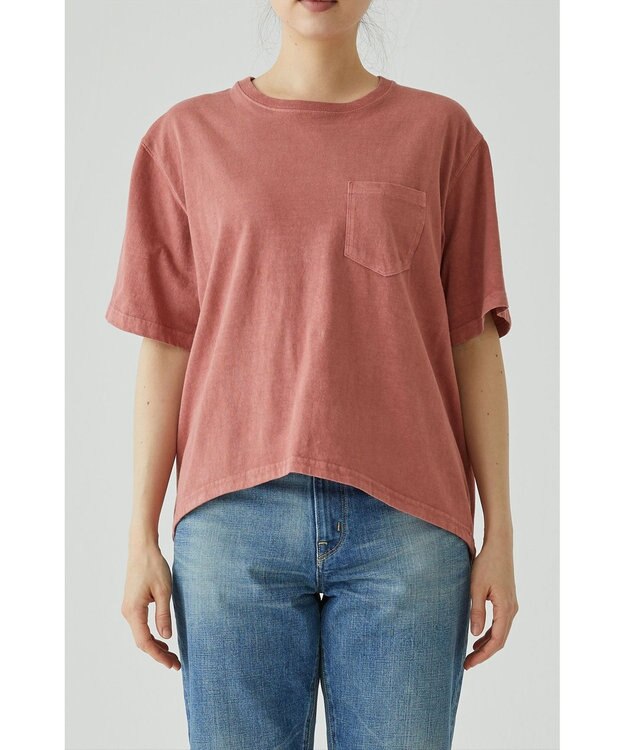 caqu caqu x good on short sleeve pocket tee リラックスフィットポケットTシャツ dark pink