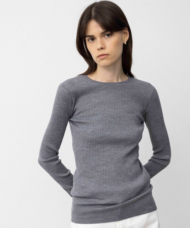 NAVE 【Nave】リュクスウール クルーネックニット ライトグレー系