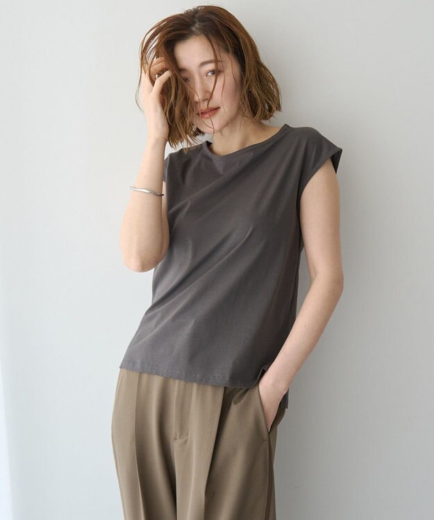 YECCA VECCA 【2点SET】刺繍メッシュキャミセットコットンTee Black