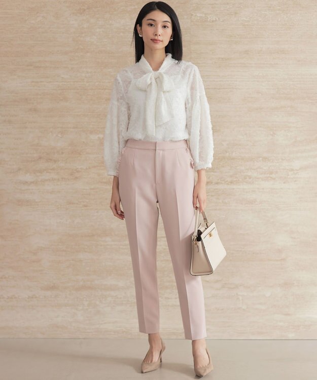 組曲 L 【KUMIKYOKU NAVY / 前後着用可】ヘアリーシフォン ブラウス アイボリー系