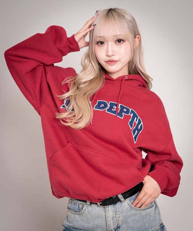 WEGO 【ユニセックス着用ITEM/MLサイズ展開】カレッジプルパーカー レッド