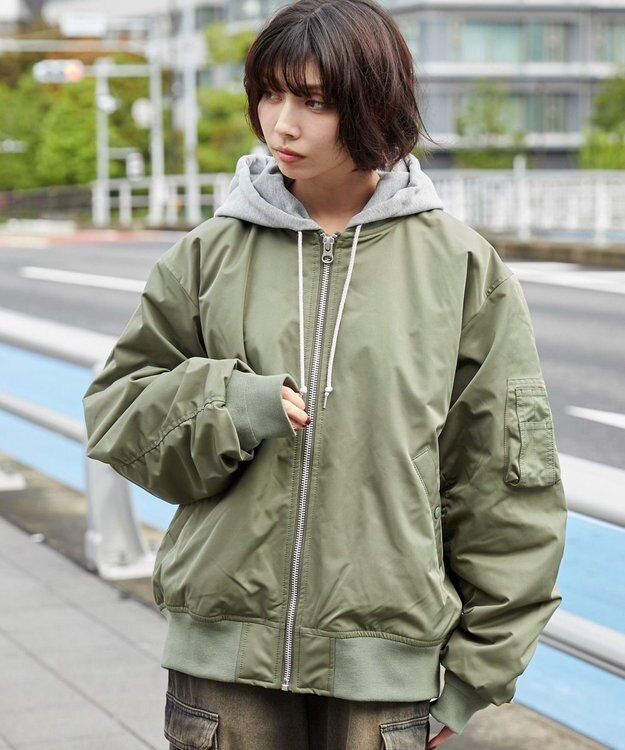 WEGO 【ユニセックス着用ITEM】パテッドフードMA－1 カーキ