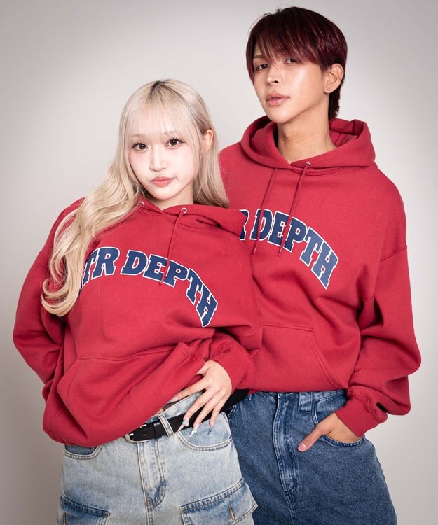 WEGO 【ユニセックス着用ITEM/MLサイズ展開】カレッジプルパーカー レッド