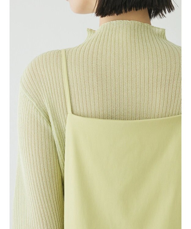 Green Parks AnriettMusee ラメ切替スリーブリブシアーニット Lime Green