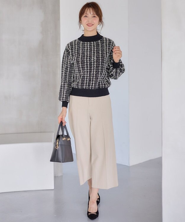 ANY SIS 【洗える】フラッフィーパターン ニット ブラック系