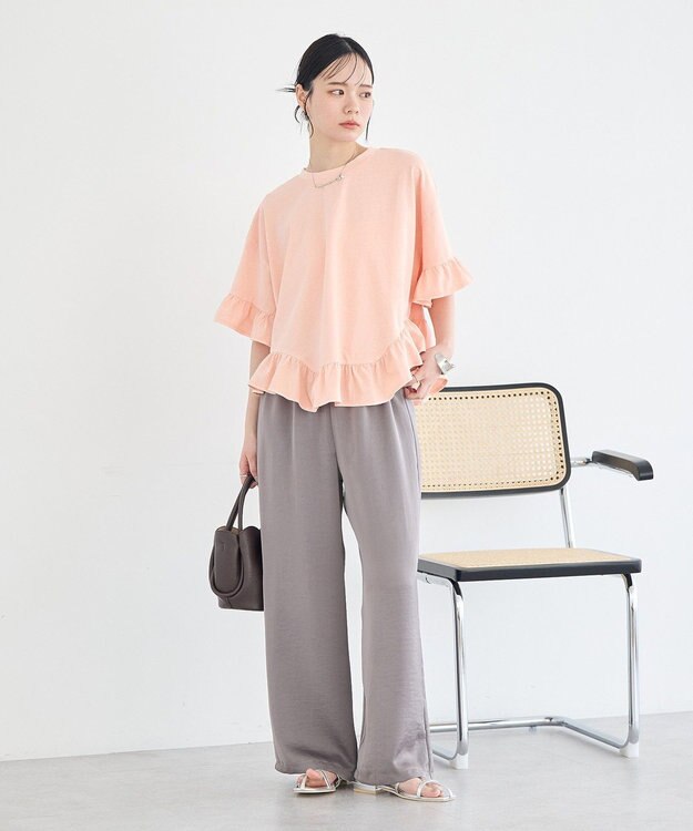 earth music&ecology ピグメントフリルTシャツ Pink