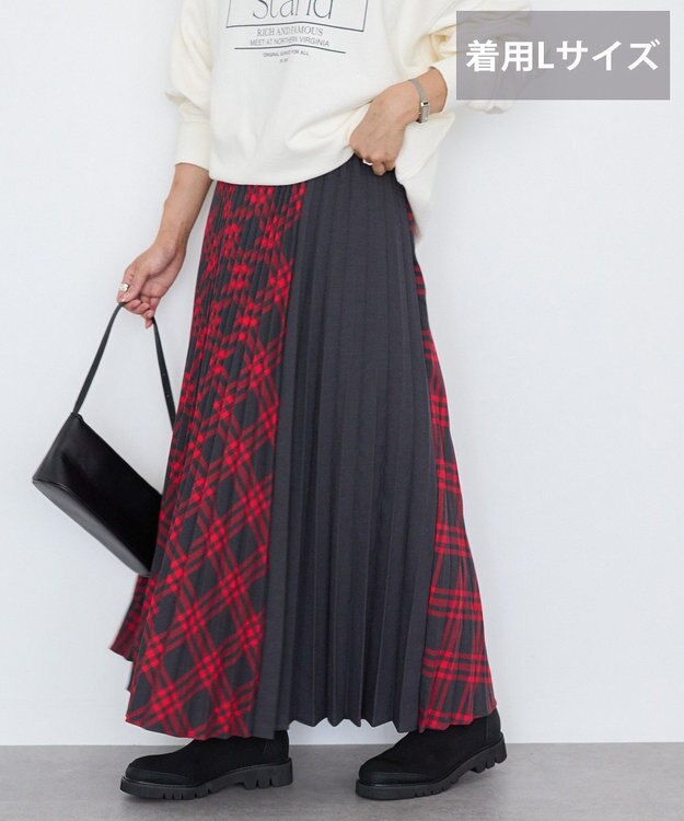 AMERICAN HOLIC 【選べる丈】アソートチェックプリーツスカート Red