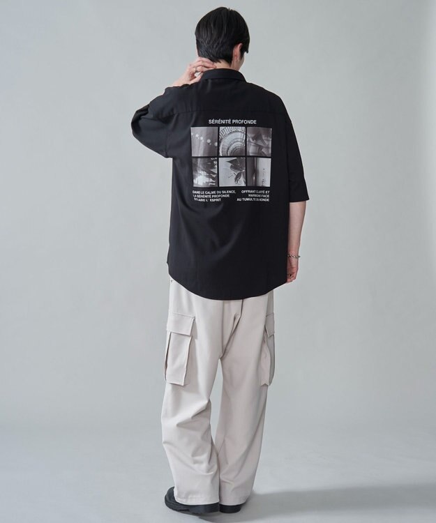 WEGO アムンゼンフォトプリントBIGシャツ（SS） ブラック