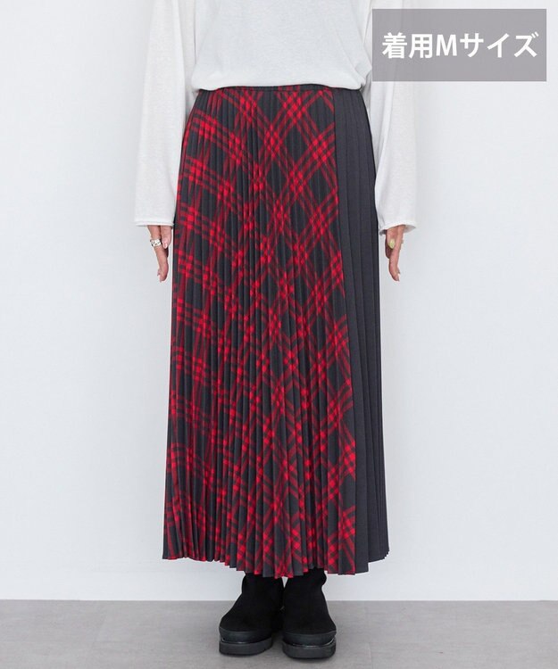 AMERICAN HOLIC 【選べる丈】アソートチェックプリーツスカート Red