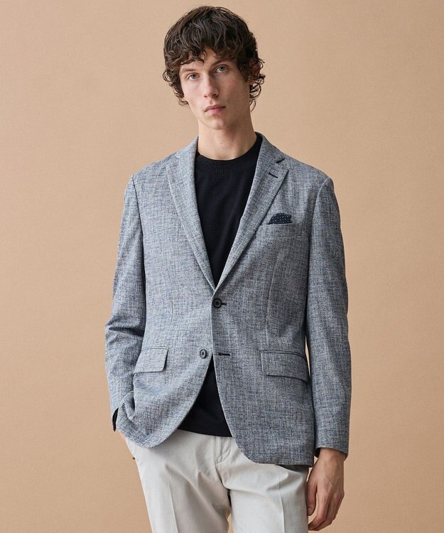 JOSEPH ABBOUD 【キングサイズ・ストレッチ/コンフォートジャージ】エアロムリネ ジャケット ブルー系