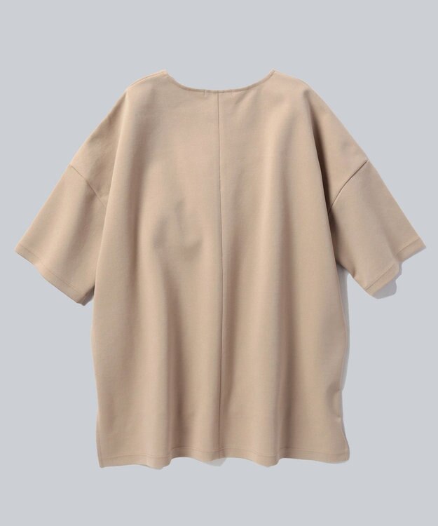 WHITE MAILS PAPER DOUBLE JERSEY KEY NECK T-シャツ ベージュ