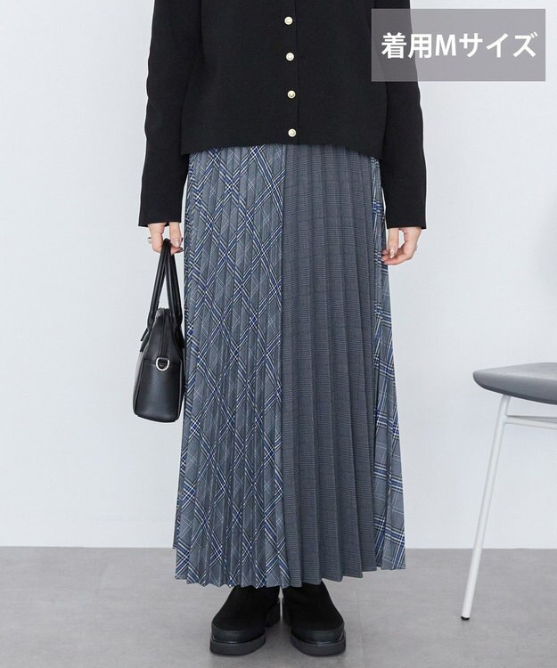 AMERICAN HOLIC 【選べる丈】アソートチェックプリーツスカート ブルー