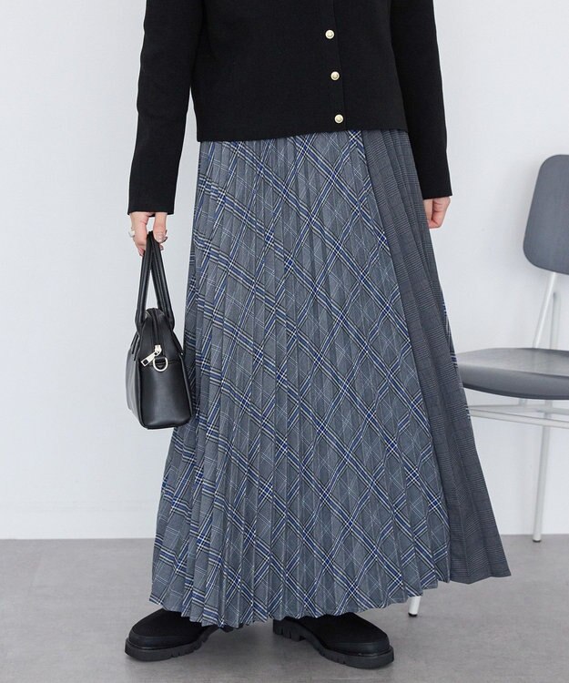 AMERICAN HOLIC 【選べる丈】アソートチェックプリーツスカート ブルー