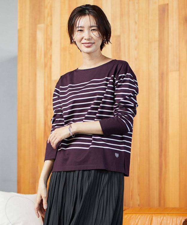 J.PRESS LADIES バスクボーダー カットソー パープル系1