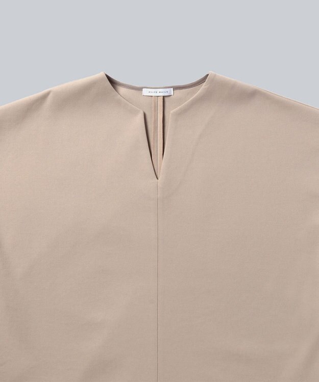 WHITE MAILS PAPER DOUBLE JERSEY KEY NECK T-シャツ ベージュ