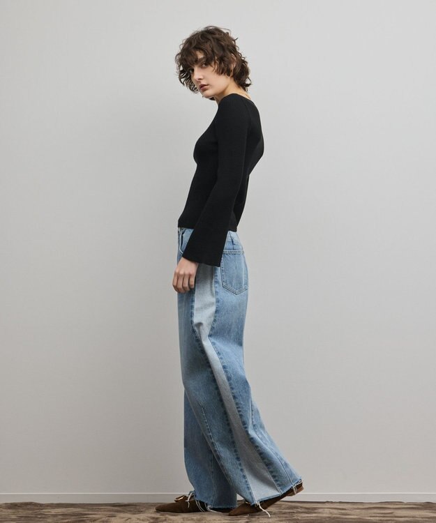 GRACE CONTINENTAL アイレットリブニットトップ ブラック