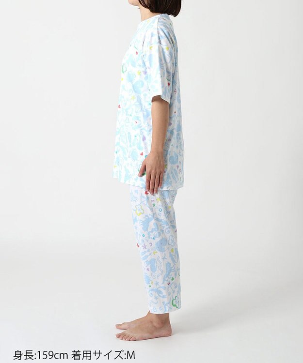 tsumori chisato SLEEP ツモリチサト パジャマ 5分袖 半袖 8分丈 レディース UDT166 /ワコール サックス