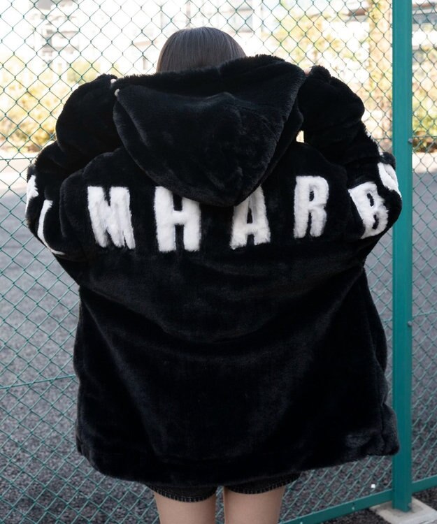 WEGO 【ユニセックス着用ITEM/MLサイズ展開】エコファーグラフィックブルゾン ブラック