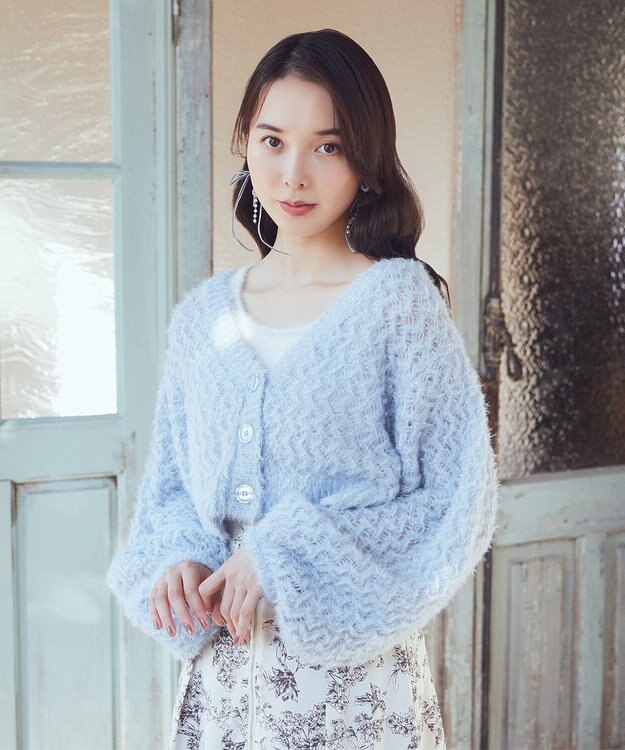 フェザーラメニットカーディガン / earth music&ecology