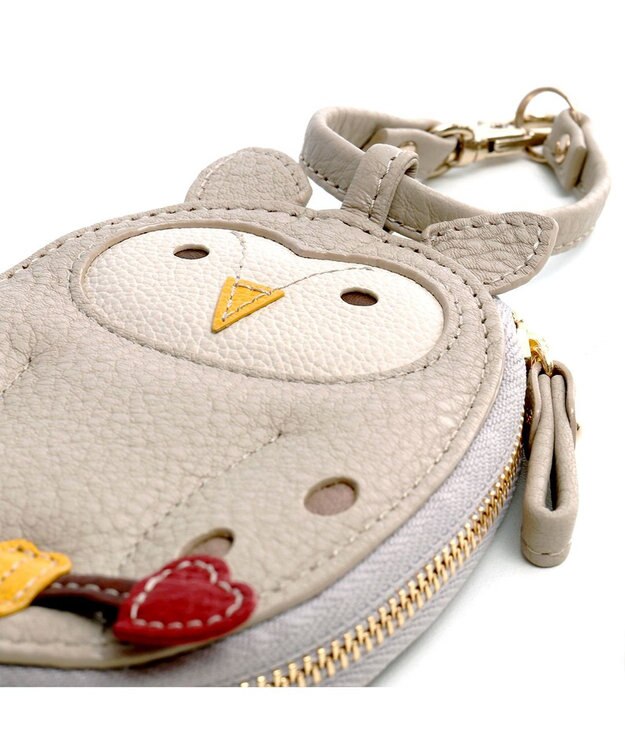 IBIZA アニマーダ　牛革　マルチケース（フクロウ） ライトグレー