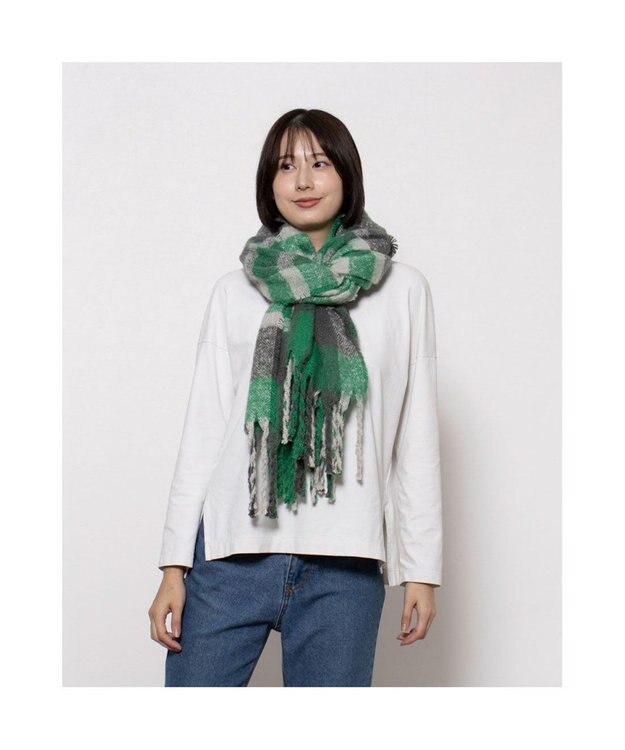 UNBILLION カシュネ cache nez / リサイクルポリニュートラルカラーチェックストール グリーン