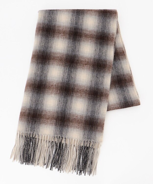 自由区 ウールカシミヤリバーシブル ストール キャメル系