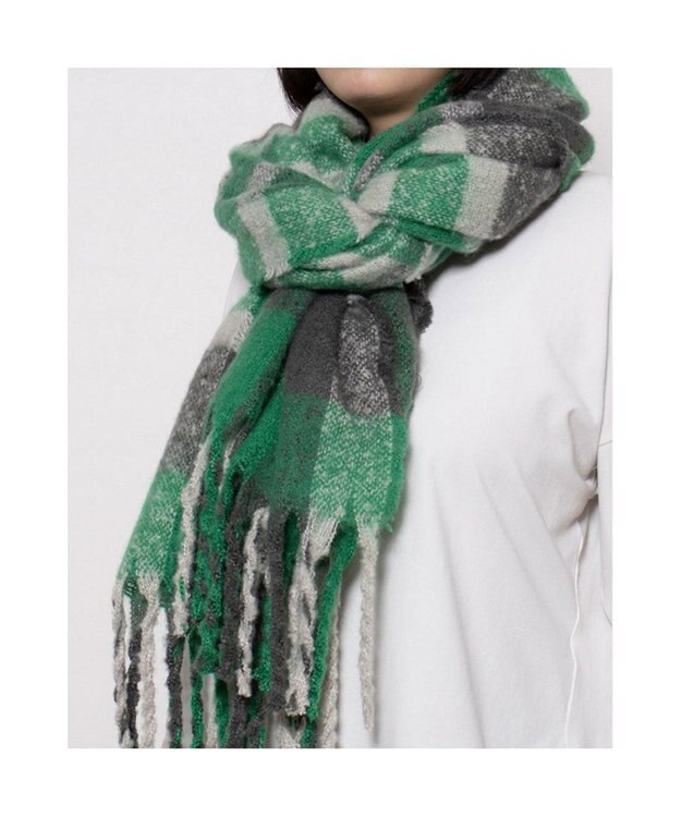 UNBILLION カシュネ cache nez / リサイクルポリニュートラルカラーチェックストール グリーン