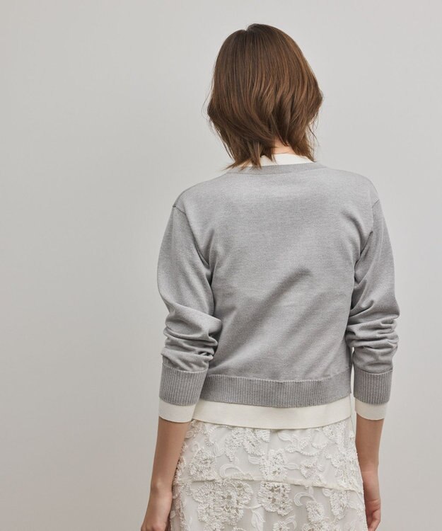 GRACE CONTINENTAL レイヤード風ニットカーディガン グレー