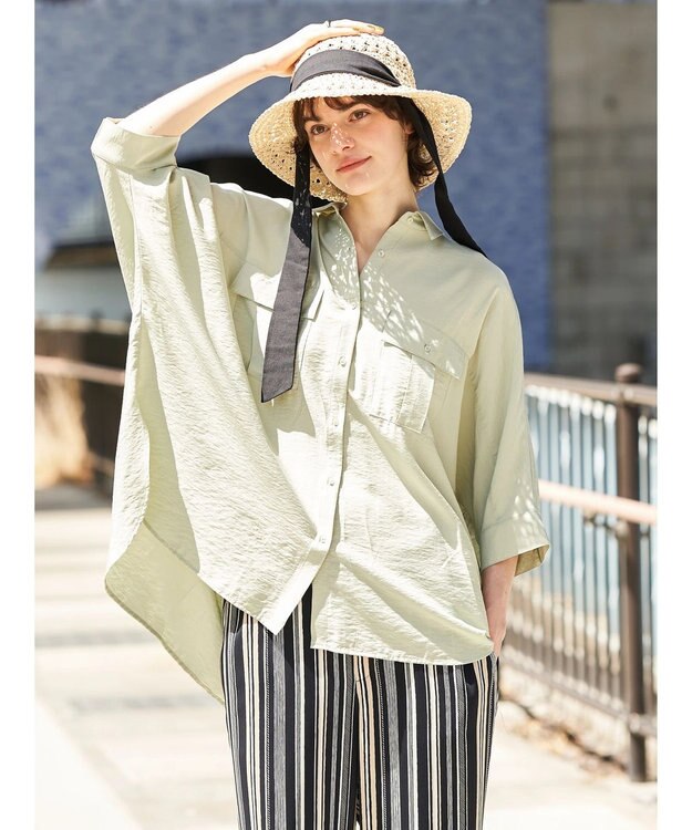 AMERICAN HOLIC 接触冷感Ｗポケットシャツチュニック Mint