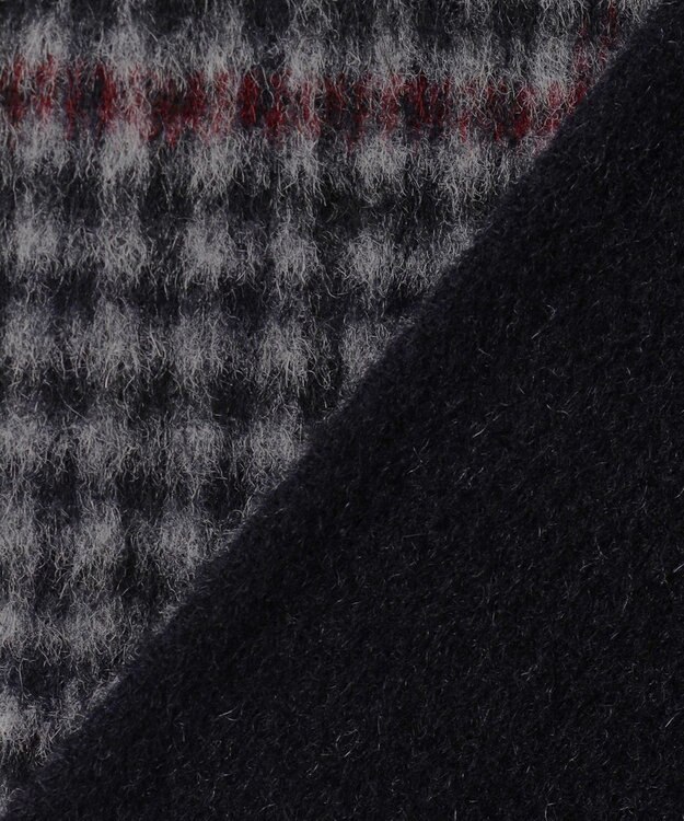 J.PRESS LADIES L ウールナイロンリバーチェック フード付き コート ネイビー×チェック系