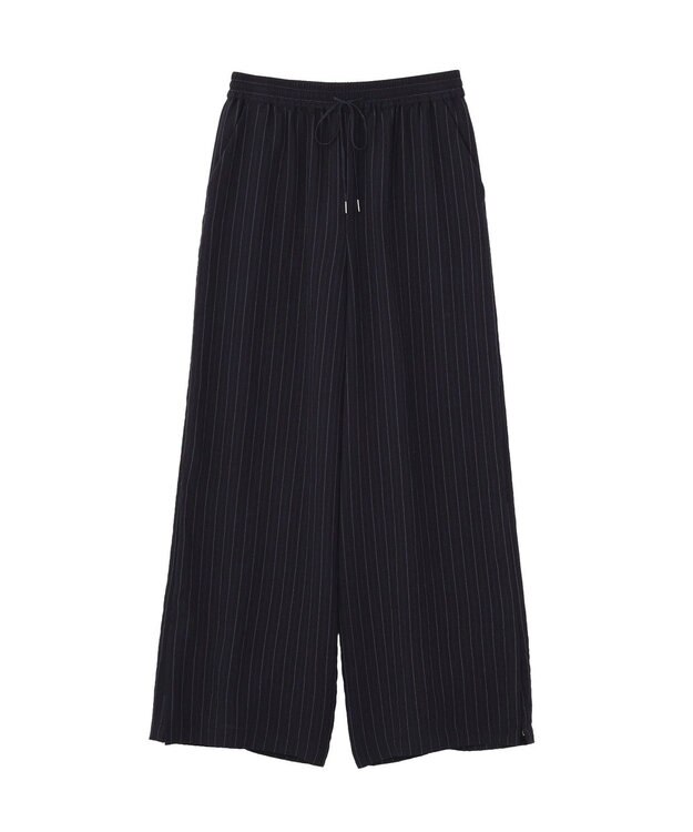 YECCA VECCA 【セットアップ対応】ストライプ柄ワイドパンツ Navy