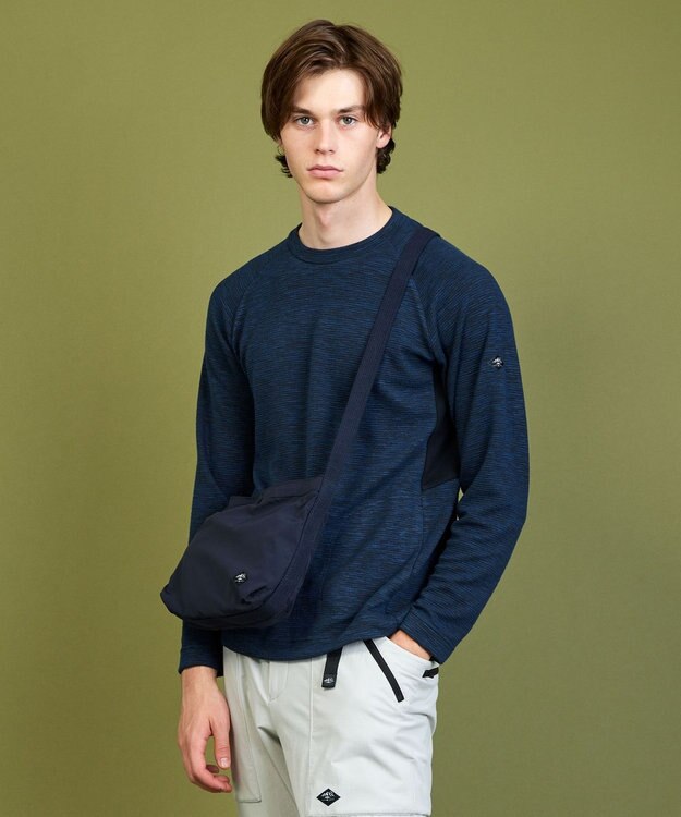 JOSEPH ABBOUD MOUNTAIN メランジクルーネック ロングスリーブ Tシャツ ネイビー系