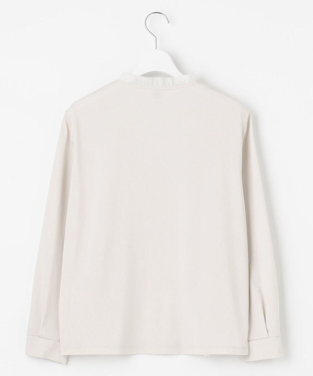 J.PRESS LADIES S 【吸水速乾】プレーティングジャージー フリル衿 カットソー ライトグレー系