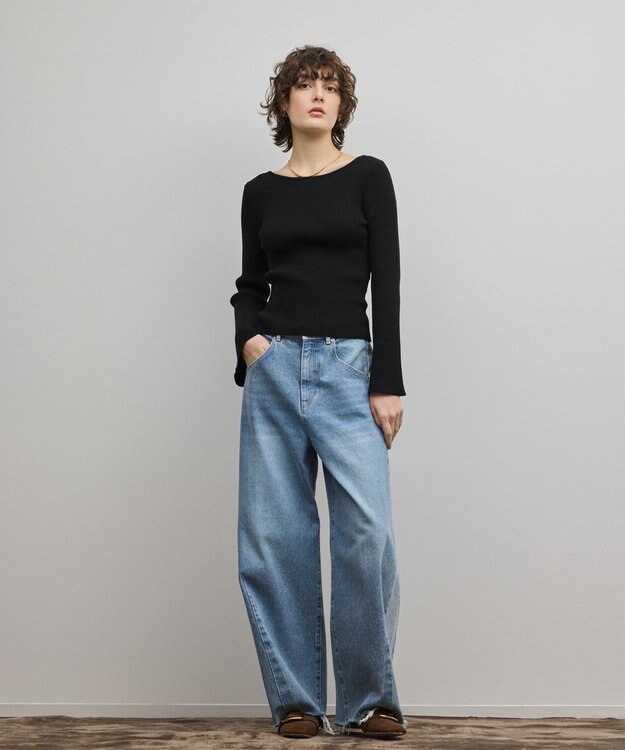 GRACE CONTINENTAL アイレットリブニットトップ ブラック