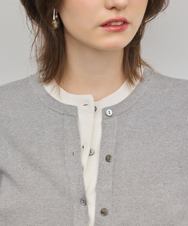 GRACE CONTINENTAL レイヤード風ニットカーディガン グレー