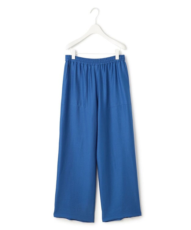 ICB L 【洗える】ワッシャーツイル ワイドストレートパンツ ラピスラズリ系