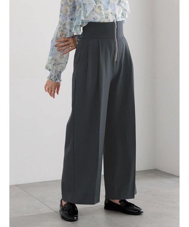 Te chichi ハイウエストフロントジップワイドパンツ《2025Autumn catalog item》 チャコールグレー