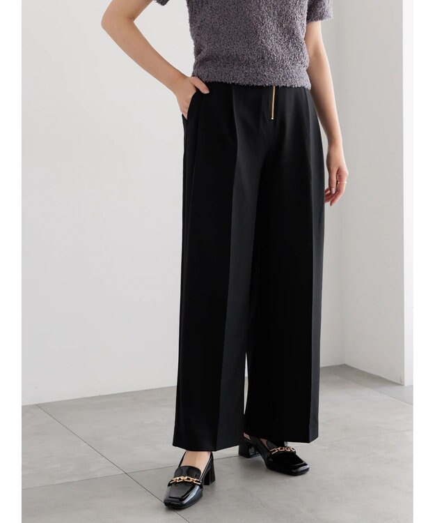 Te chichi ハイウエストフロントジップワイドパンツ《2025Autumn catalog item》 ブラック